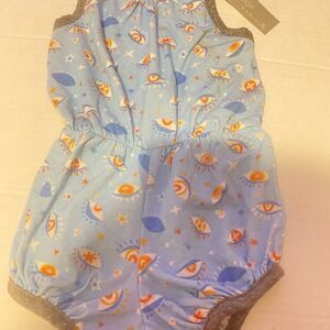 Blue Eye-Patterned Kids Bodysuit